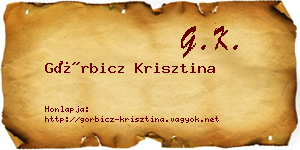 Görbicz Krisztina névjegykártya